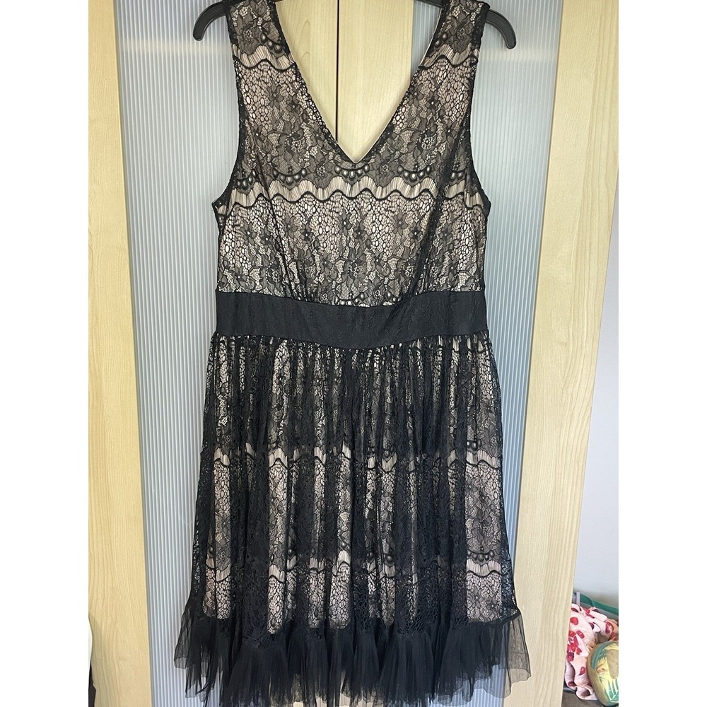 Forever 21 Womens Black Lace Midi Lace Dress Sz XXL Witchy Goth Whimsy Party